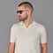 Mens Ultra Fine Cotton Buttonless Polo Shirt Ecru-Polo Shirt-Paul James Knitwear-S-Ecru-Urbanheer