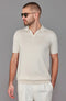 Mens Ultra Fine Cotton Buttonless Polo Shirt Ecru-Polo Shirt-Paul James Knitwear-S-Ecru-Urbanheer