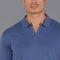 Mens Ultra Fine Cotton Buttonless Polo Shirt Indigo Blue-Polo Shirt-Paul James Knitwear-S-Indigo Blue-Urbanheer