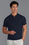 Mens Ultra Fine Cotton Buttonless Polo Shirt Navy-Polo Shirt-Paul James Knitwear-S-Navy-Urbanheer