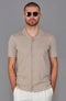 Mens Ultra Fine Cotton Cuban Collar Shirt-Shirts-Paul James Knitwear-S-Linen-Urbanheer