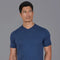 Mens Ultra Fine Cotton High V Neck Knitted T-Shirt Blue Melange-T-Shirt-Paul James Knitwear-S-Blue Melange-Urbanheer