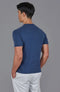 Mens Ultra Fine Cotton High V Neck Knitted T-Shirt Blue Melange-T-Shirt-Paul James Knitwear-S-Blue Melange-Urbanheer
