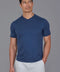 Mens Ultra Fine Cotton High V Neck Knitted T-Shirt Blue Melange-T-Shirt-Paul James Knitwear-S-Blue Melange-Urbanheer