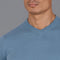 Mens Ultra Fine Cotton High V Neck Knitted T-Shirt Bluestone-T-Shirt-Paul James Knitwear-S-Bluestone-Urbanheer