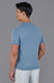 Mens Ultra Fine Cotton High V Neck Knitted T-Shirt Bluestone-T-Shirt-Paul James Knitwear-S-Bluestone-Urbanheer
