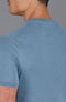 Mens Ultra Fine Cotton High V Neck Knitted T-Shirt Bluestone-T-Shirt-Paul James Knitwear-S-Bluestone-Urbanheer
