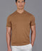 Mens Ultra Fine Cotton High V Neck Knitted T-Shirt Camel-T-Shirt-Paul James Knitwear-S-Camel-Urbanheer