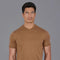 Mens Ultra Fine Cotton High V Neck Knitted T-Shirt Camel-T-Shirt-Paul James Knitwear-S-Camel-Urbanheer