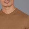 Mens Ultra Fine Cotton High V Neck Knitted T-Shirt Camel-T-Shirt-Paul James Knitwear-S-Camel-Urbanheer