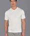 Mens Ultra Fine Cotton High V Neck Knitted T-Shirt Ecru-T-Shirt-Paul James Knitwear-S-Ecru-Urbanheer