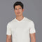 Mens Ultra Fine Cotton High V Neck Knitted T-Shirt Ecru-T-Shirt-Paul James Knitwear-S-Ecru-Urbanheer