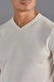 Mens Ultra Fine Cotton High V Neck Knitted T-Shirt Ecru-T-Shirt-Paul James Knitwear-S-Ecru-Urbanheer