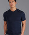 Mens Ultra Fine Cotton High V Neck Knitted T-Shirt Navy-T-Shirt-Paul James Knitwear-S-Navy-Urbanheer