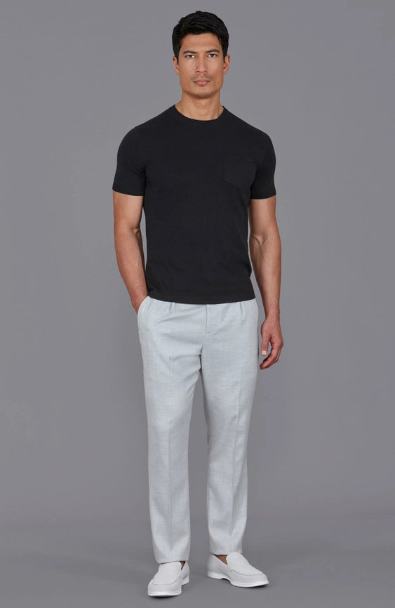 Mens Ultra Fine Cotton Knitted Pocket T-Shirt Black-T-Shirt-Paul James Knitwear-S-Black-Urbanheer