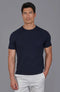 Mens Ultra Fine Cotton Knitted Pocket T-Shirt Navy-T-Shirt-Paul James Knitwear-S-Navy-Urbanheer