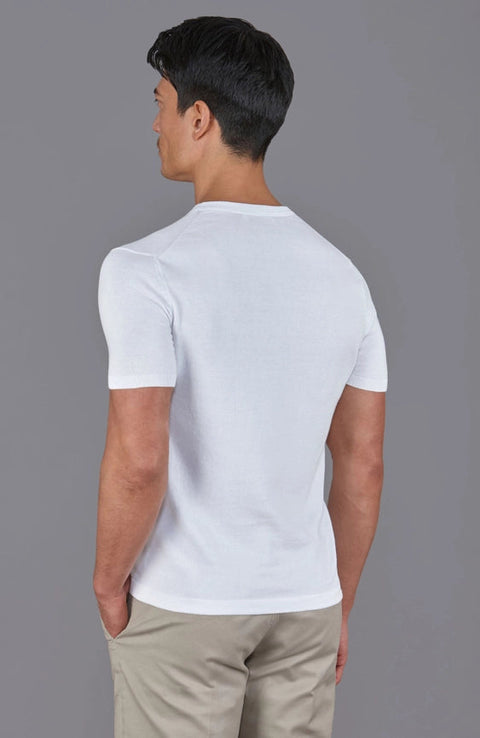 Mens Ultra Fine Cotton Knitted Pocket T-Shirt White-T-Shirt-Paul James Knitwear-S-White-Urbanheer