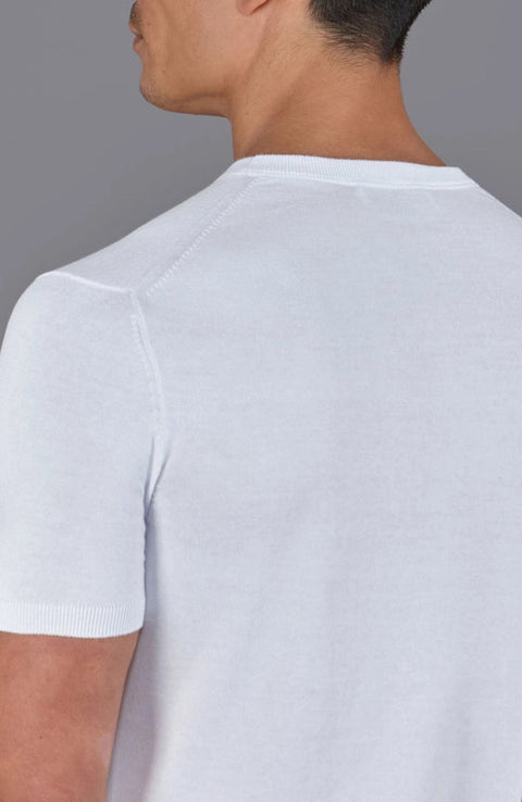 Mens Ultra Fine Cotton Knitted Pocket T-Shirt White-T-Shirt-Paul James Knitwear-S-White-Urbanheer