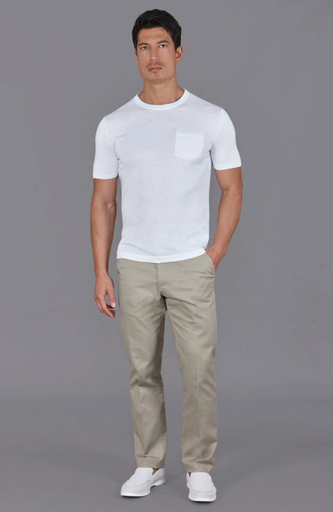 Mens Ultra Fine Cotton Knitted Pocket T-Shirt White-T-Shirt-Paul James Knitwear-S-White-Urbanheer