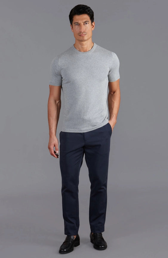 Mens Ultra Fine Cotton Knitted T-Shirt Ash Grey-T-Shirt-Paul James Knitwear-XS-Ash Grey-Urbanheer