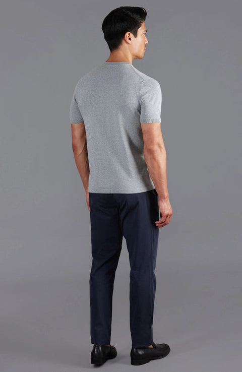 Mens Ultra Fine Cotton Knitted T-Shirt Ash Grey-T-Shirt-Paul James Knitwear-XS-Ash Grey-Urbanheer