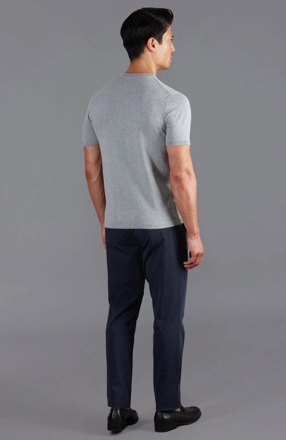 Mens Ultra Fine Cotton Knitted T-Shirt Ash Grey-T-Shirt-Paul James Knitwear-XS-Ash Grey-Urbanheer