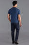 Mens Ultra Fine Cotton Knitted T-Shirt Blue Melange-T-Shirt-Paul James Knitwear-XS-Blue Melange-Urbanheer