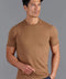 Mens Ultra Fine Cotton Knitted T-Shirt Camel-T-Shirt-Paul James Knitwear-XS-Camel-Urbanheer