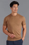 Mens Ultra Fine Cotton Knitted T-Shirt Camel-T-Shirt-Paul James Knitwear-XS-Camel-Urbanheer