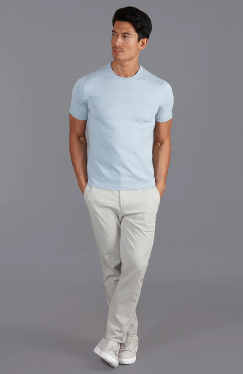 Mens Ultra Fine Cotton Knitted T-Shirt Chalk Blue-T-Shirt-Paul James Knitwear-S-Chalk Blue-Urbanheer