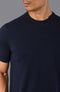 Mens Ultra Fine Cotton Knitted T-Shirt Navy-T-Shirt-Paul James Knitwear-XS-Navy-Urbanheer