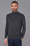 Mens Ultra Fine Cotton Mock Turtle Neck Jumper Anthracite Grey-Jumper-Paul James Knitwear-XS-Urbanheer