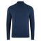 Mens Ultra Fine Cotton Mock Turtle Neck Jumper Blue Melange-Jumper-Paul James Knitwear-S-Urbanheer