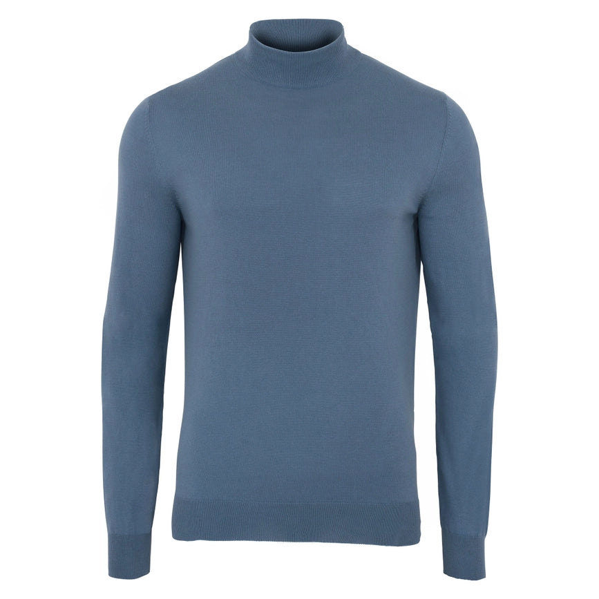 Mens Ultra Fine Cotton Mock Turtle Neck Jumper Bluestone-Jumper-Paul James Knitwear-S-Urbanheer