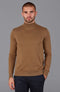 Mens Ultra Fine Cotton Mock Turtle Neck Jumper Camel-Jumper-Paul James Knitwear-S-Urbanheer