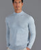 Mens Ultra Fine Cotton Mock Turtle Neck Jumper Chalk Blue-Jumper-Paul James Knitwear-XS-Urbanheer