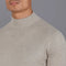 Mens Ultra Fine Cotton Mock Turtle Neck Jumper Fawn-Jumper-Paul James Knitwear-S-Urbanheer