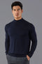 Mens Ultra Fine Cotton Mock Turtle Neck Jumper Navy-Jumper-Paul James Knitwear-S-Urbanheer