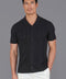 Mens Ultra Fine Cotton Open Knit Cuban Collar Shirt Black-Shirts-Paul James Knitwear-S-Urbanheer