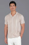 Mens Ultra Fine Cotton Open Knit Cuban Collar Shirt Linen-Shirts-Paul James Knitwear-S-Urbanheer