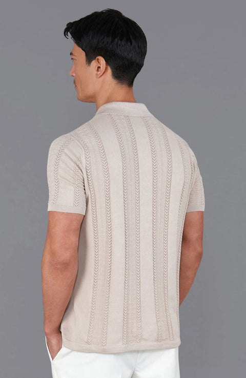 Mens Ultra Fine Cotton Open Knit Cuban Collar Shirt Linen-Shirts-Paul James Knitwear-S-Urbanheer