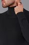 Mens Ultra Fine Cotton Roll Neck Jumper Black-Jumper-Paul James Knitwear-XS-Urbanheer
