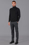 Mens Ultra Fine Cotton Roll Neck Jumper Black-Jumper-Paul James Knitwear-XS-Urbanheer