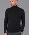 Mens Ultra Fine Cotton Roll Neck Jumper Black-Jumper-Paul James Knitwear-XS-Urbanheer