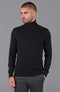 Mens Ultra Fine Cotton Roll Neck Jumper Black-Jumper-Paul James Knitwear-XS-Urbanheer