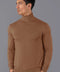Mens Ultra Fine Cotton Roll Neck Jumper Camel-Jumper-Paul James Knitwear-XS-Urbanheer
