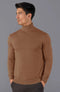 Mens Ultra Fine Cotton Roll Neck Jumper Camel-Jumper-Paul James Knitwear-XS-Urbanheer
