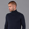 Mens Ultra Fine Cotton Roll Neck Jumper Navy-Jumper-Paul James Knitwear-XS-Urbanheer