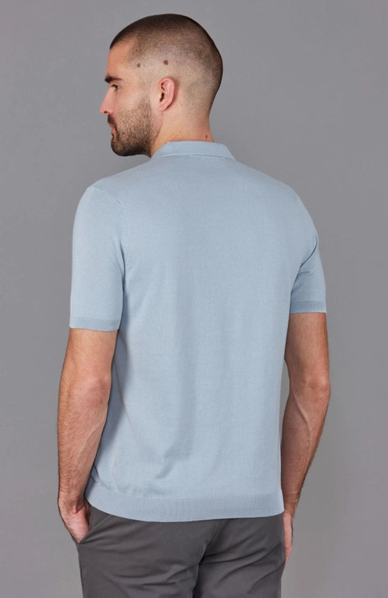 Mens Ultra Fine Cotton Short Sleeve Polo Shirt Chalk Blue-Polo Shirt-Paul James Knitwear-S-Urbanheer
