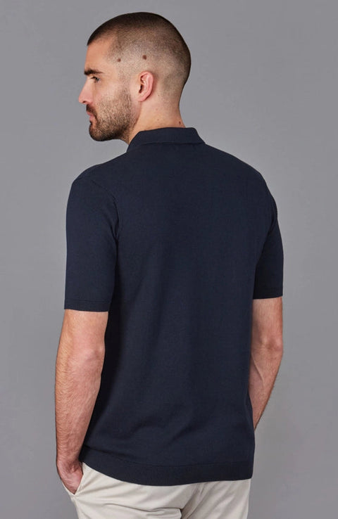 Mens Ultra Fine Cotton Short Sleeve Polo Shirt Navy-Polo Shirt-Paul James Knitwear-M-Urbanheer